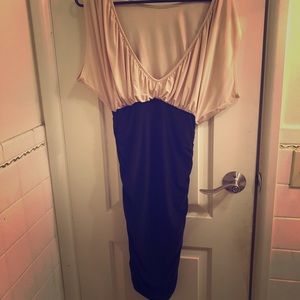 Cream and black midi dress